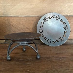 Two metal candle holders